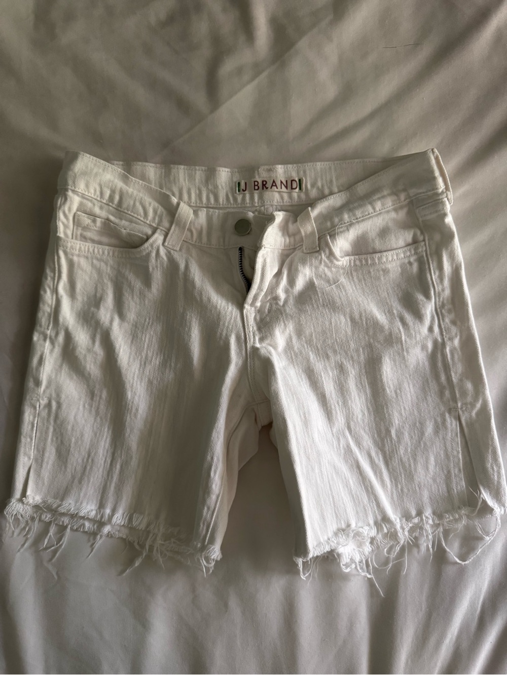 J Brand White Denim Split hem Cutoff Shorts